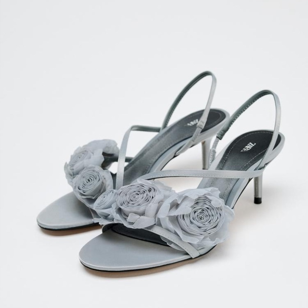 Zara FLORAL HIGH HEELED SANDALS size 39 or 8 - only worn once for a photoshoot